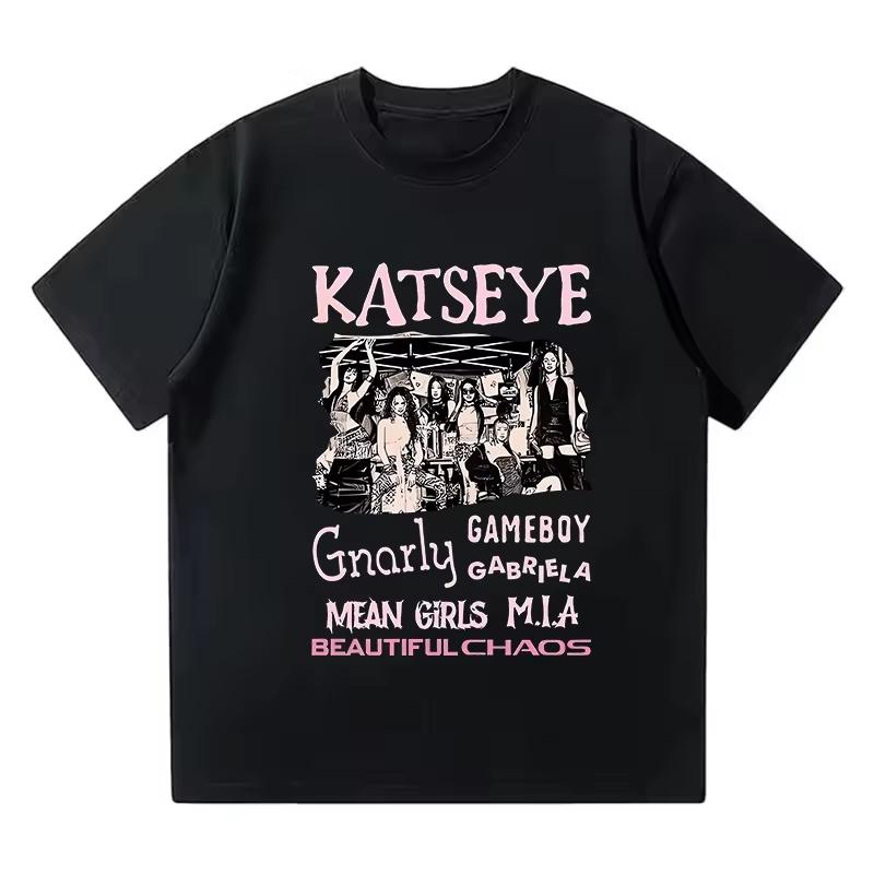 2026 Hot Katseye Funny Print Tshirt Women Unisex Casual Graphic Tees Tops Unisex Korean Comfortable and versatile loose Tshirt