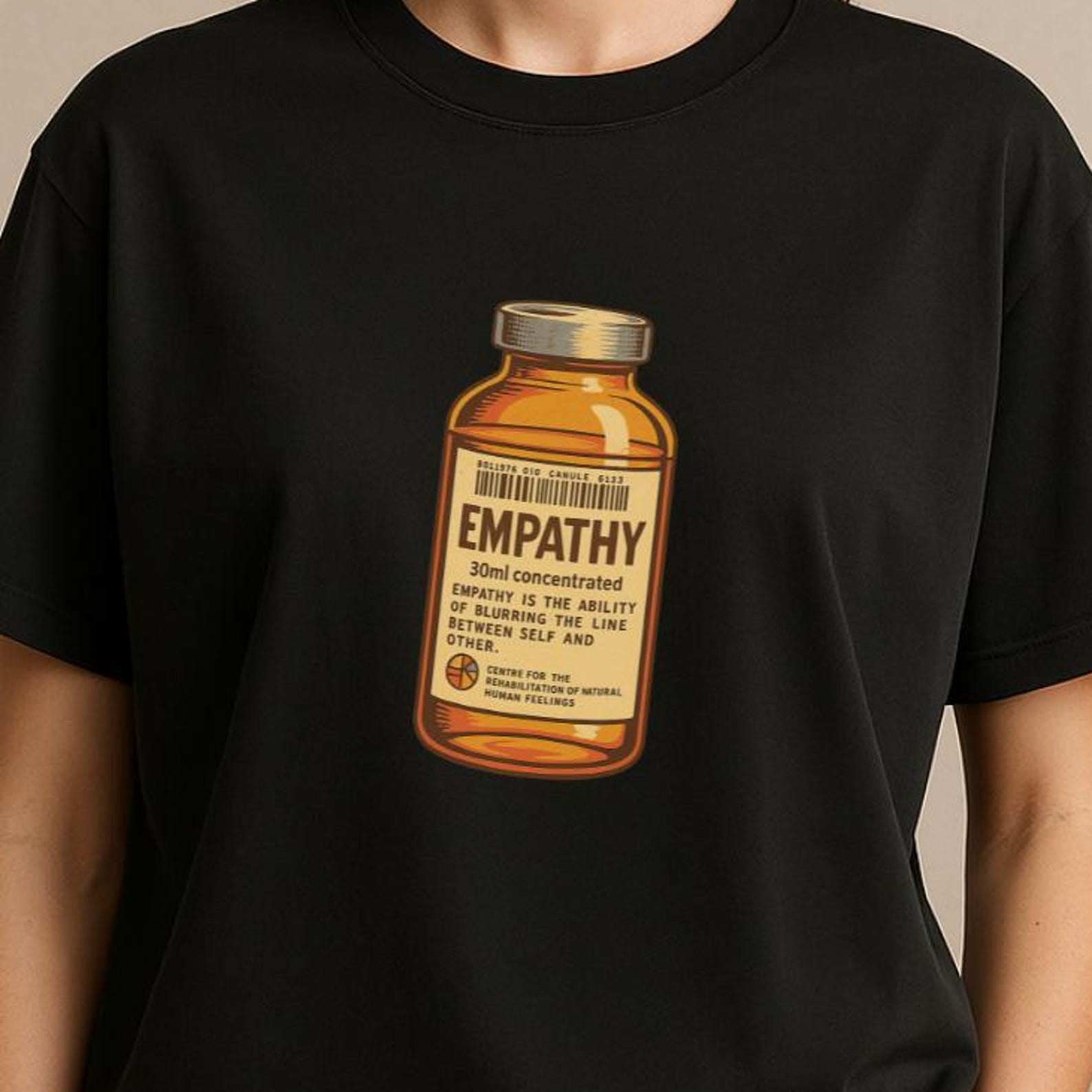 Empathy Potion T-Shirt: Retro Pharmacy Label Graphic Tee 2XL