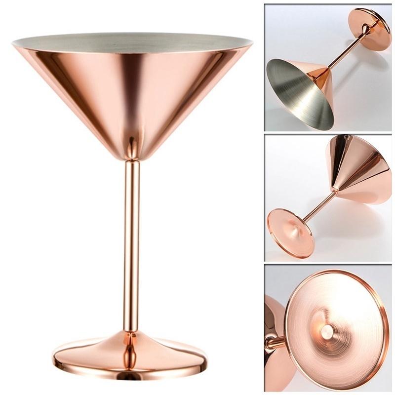1Pc Wine Glasses Copper Silver Rose Gold Stainless Steel Goblet Juice Drink Champagne Cup