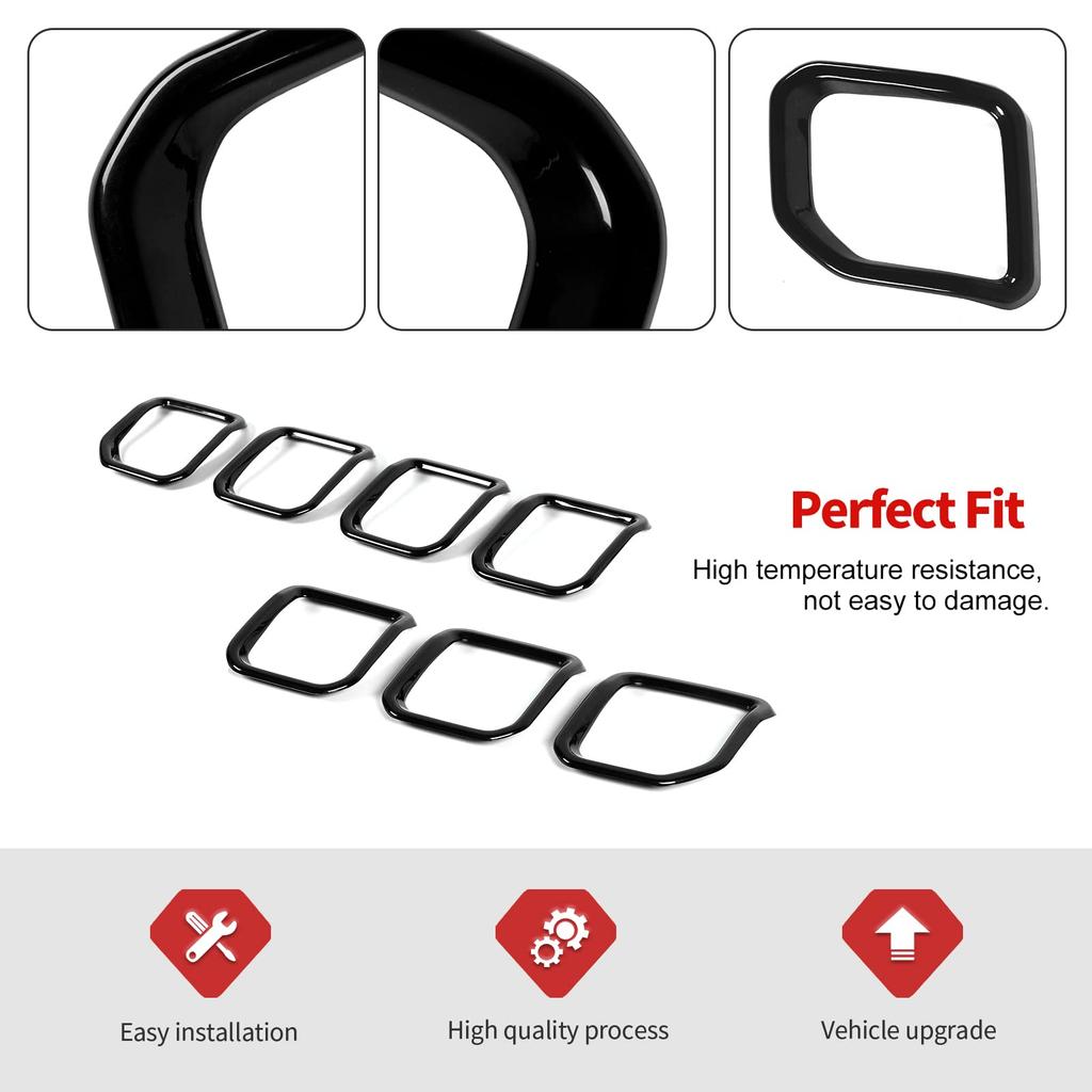 7pcs Front Grille Insert Grille Cover Trim Accessories Compatible with Jeep Compass 202120222023 (Black)