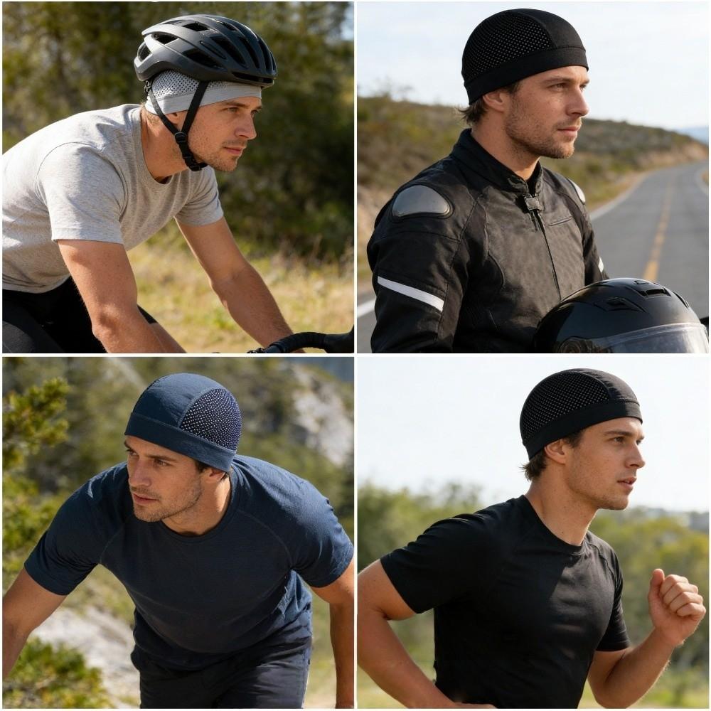 Outdoor Thin Mesh Skull Beanie Cap Quick Dry Sun Protection Cycling Helmet Liner Cap Breathable Solid Color Summer Cycling Cap