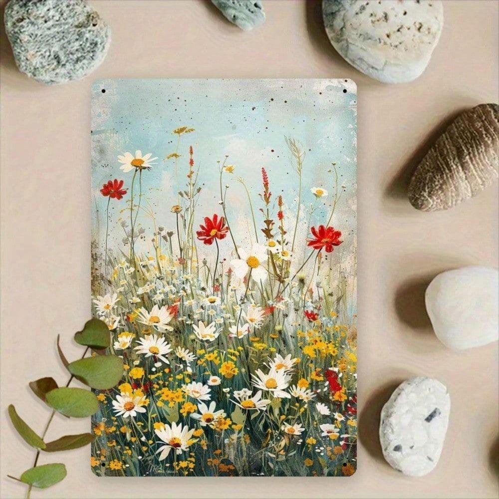 Винтажная жестяная табличка Цветочная настенная живопись Металлический плакат Декор для дома 8x12 дюймов