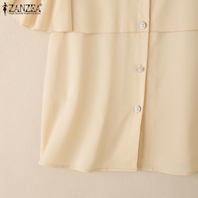 ZANZEA Women Casual V-Neck Loose Summer Short Sleeve Blouse
