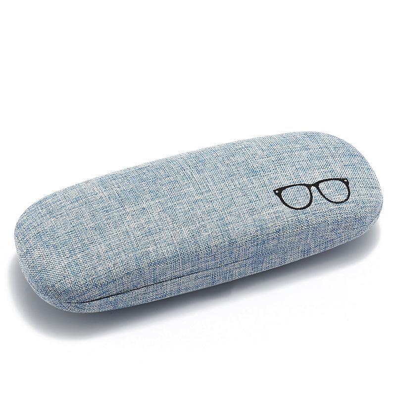 1Pc Pu Leather Eyeglass Box Wood Grain Hard Kit Holder Metal Reading Glasses Case For Men And Women Pu Leather Eyeglass Box