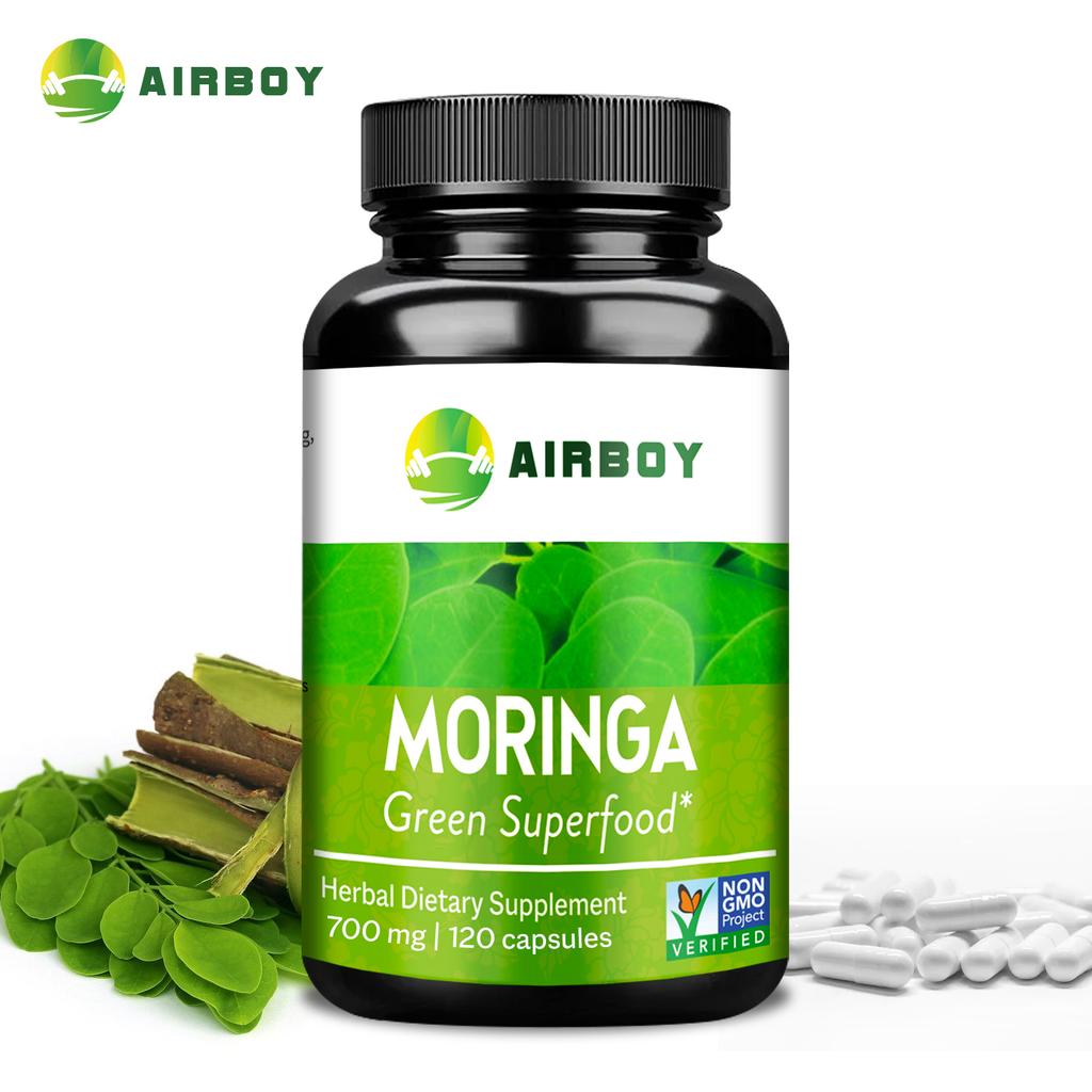 Moringa extract capsules, 700 mg per serving, adult immune support.
