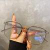 Square Polygon Frame Plain Blue Membrane Glasses All Can Match Men Women Fashion Glasses Lenses Blocking Glasses Eyewear