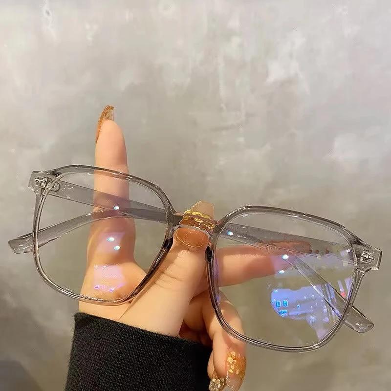 Square Polygon Frame Plain Blue Membrane Glasses All Can Match Men Women Fashion Glasses Lenses Blocking Glasses Eyewear