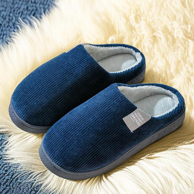 Cotton slippers women's winter home hair slippers piled warm home couple cotton shoes soft sole