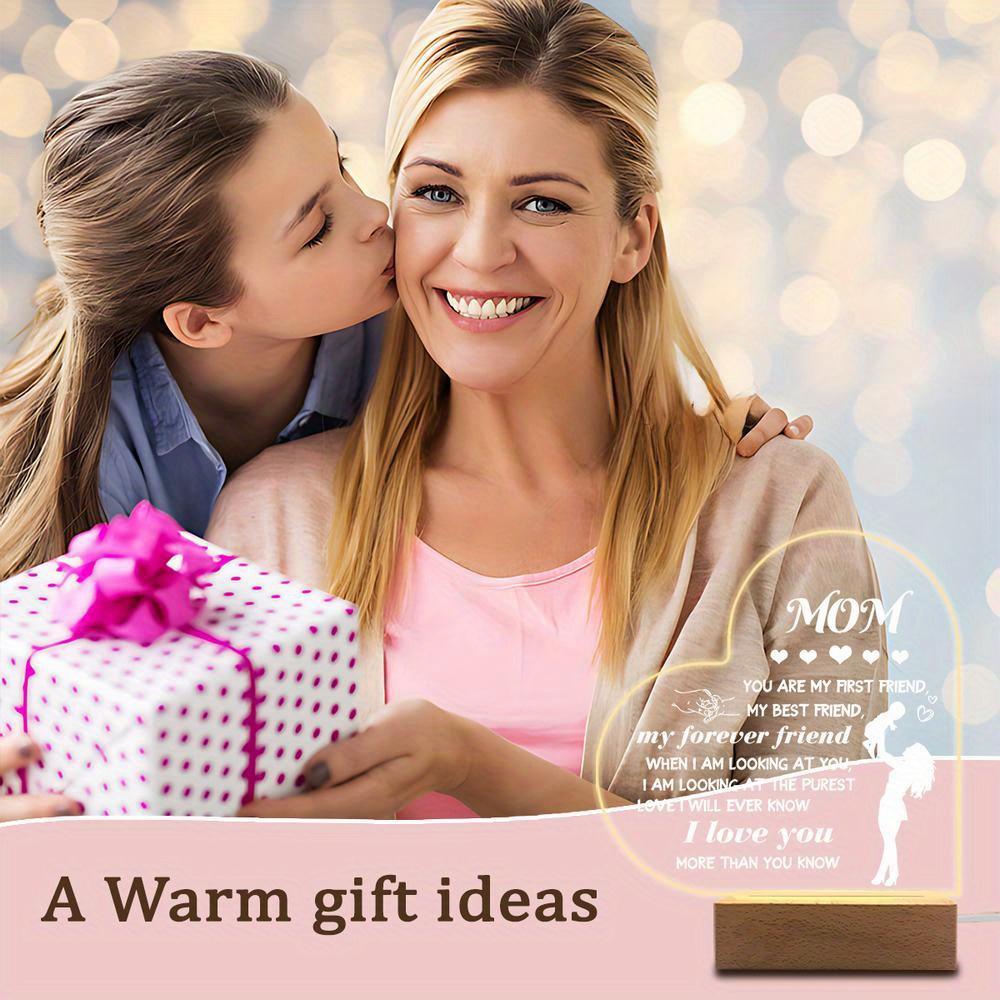 1PC Acrylic Luminous Ornament Photography Accessories, USB Base, Mom Thank You Gift, Heart Figurines