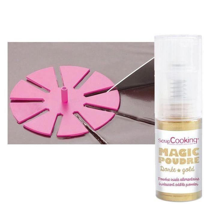 Marque-parts de gâteaux + 1 Poudre alimentaire irisée dorée