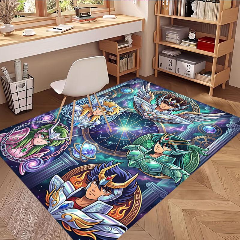 Saint Seiya Print Rug, Washable Floor Carpet, For Entryway Dorm Laundry Room Office Study, Home Decor Birthday Christmas Gift