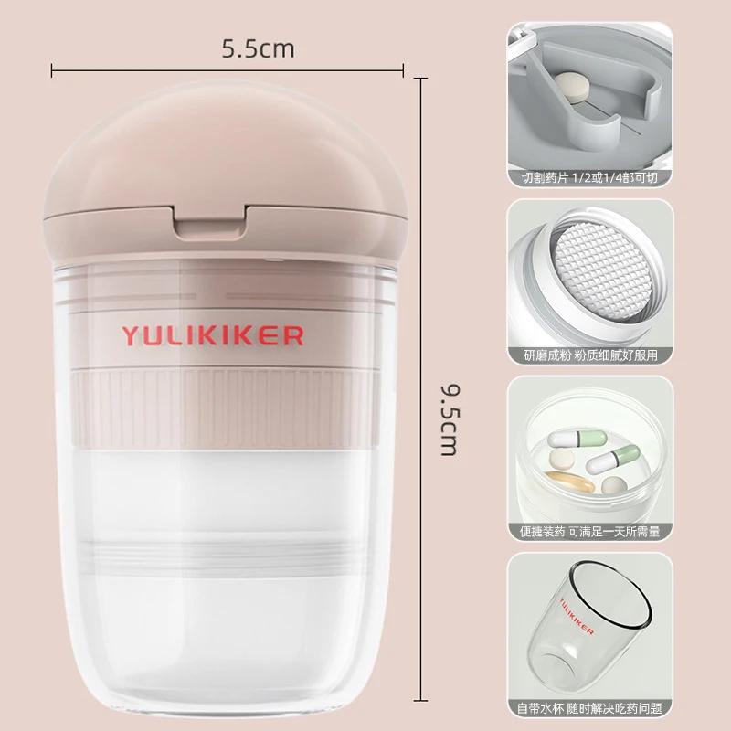 Neuer Multifunktions-Tragbarer Pulver-Tablettenmühle Pulver-Pillenschneider Medikamententeiler-Box Aufbewahrung Pillenmörser Teiler