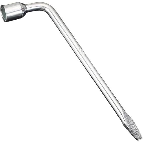 19mm Car Spare Tire Lug Wrench, L Type Automotive Tire Replacement Tool with Hexagon Slotted End, Universal Steel Vehicle Socket Repair Accessories