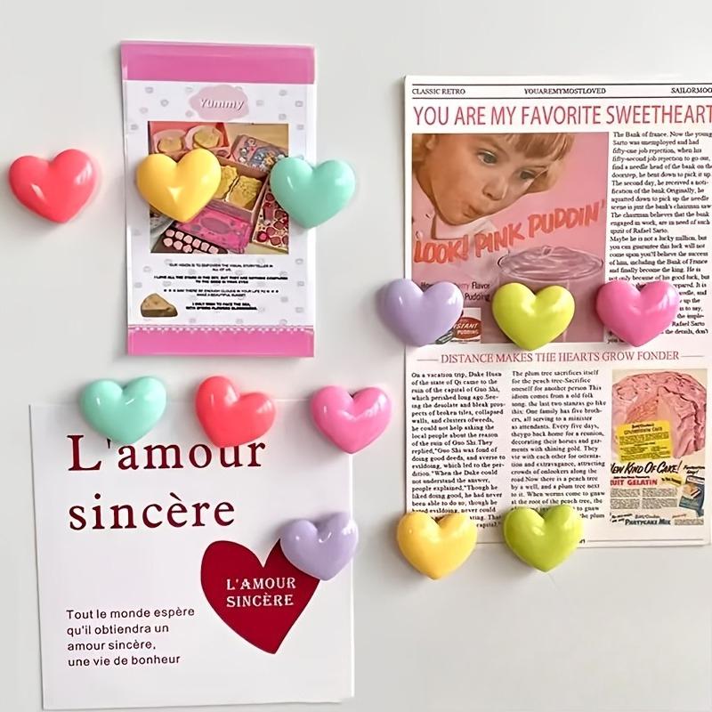 10 Stück Bunte Herzförmige Magnete - Lebhaftes Pink, Grün, Blau, Gelb & Lila - Ideal für Fotos, Pinnwände, Bürodekoration