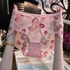 Plus-size Ladies Summer Sexy Lace Lip Print Cotton Crotch Mid High Waist Triangle Briefs
