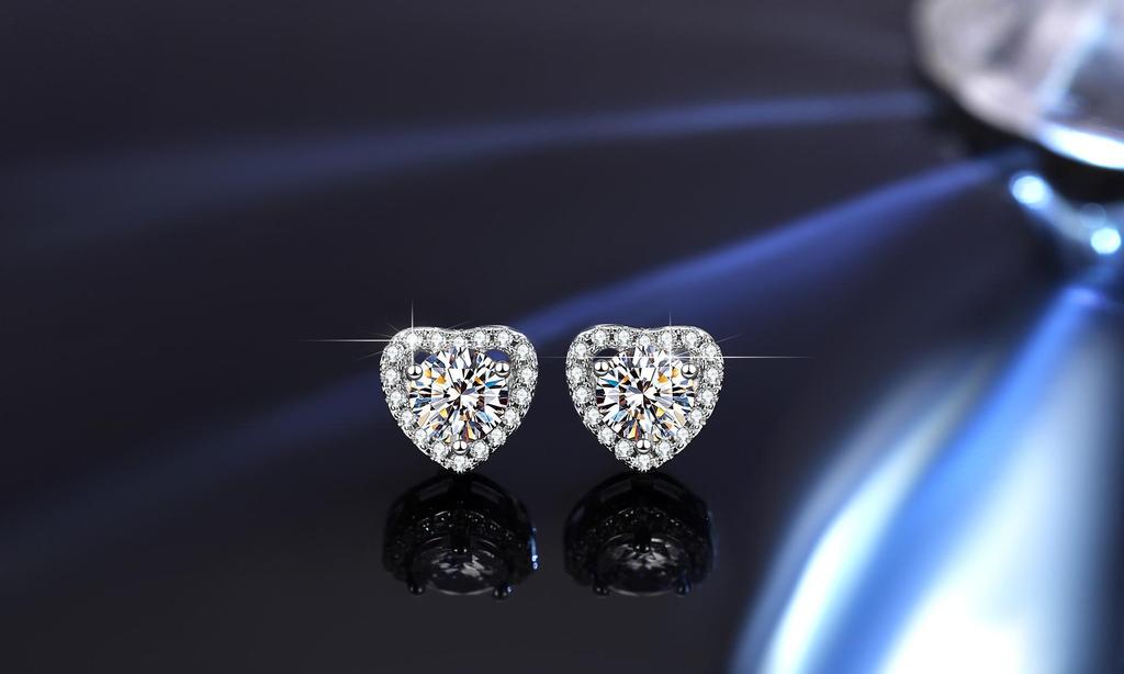 925 Sterling Silver Heart-Shaped Moissanite Jewelry Set: Ring, Necklace, Earrings