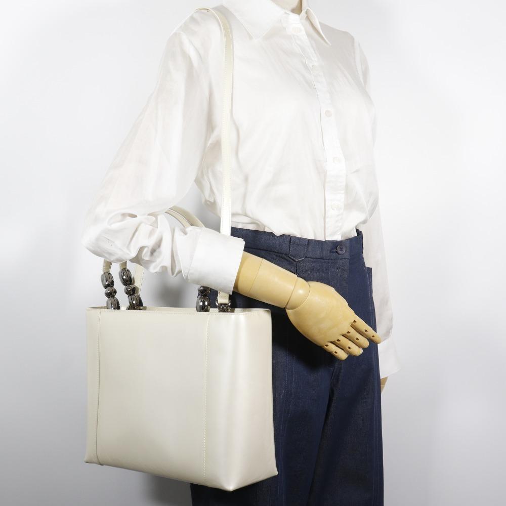 Dior Torebka Maris Pearl 2WAY na ramię ecru Skóra lakierowana Damska Używana