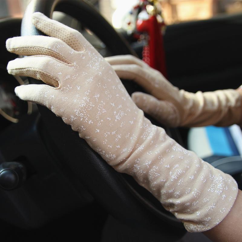 New Fashion Gloves Women Mid-long Summer Cotton Black Print Cycling Thin Touch Screen Bike Car Driving Gloves for Women