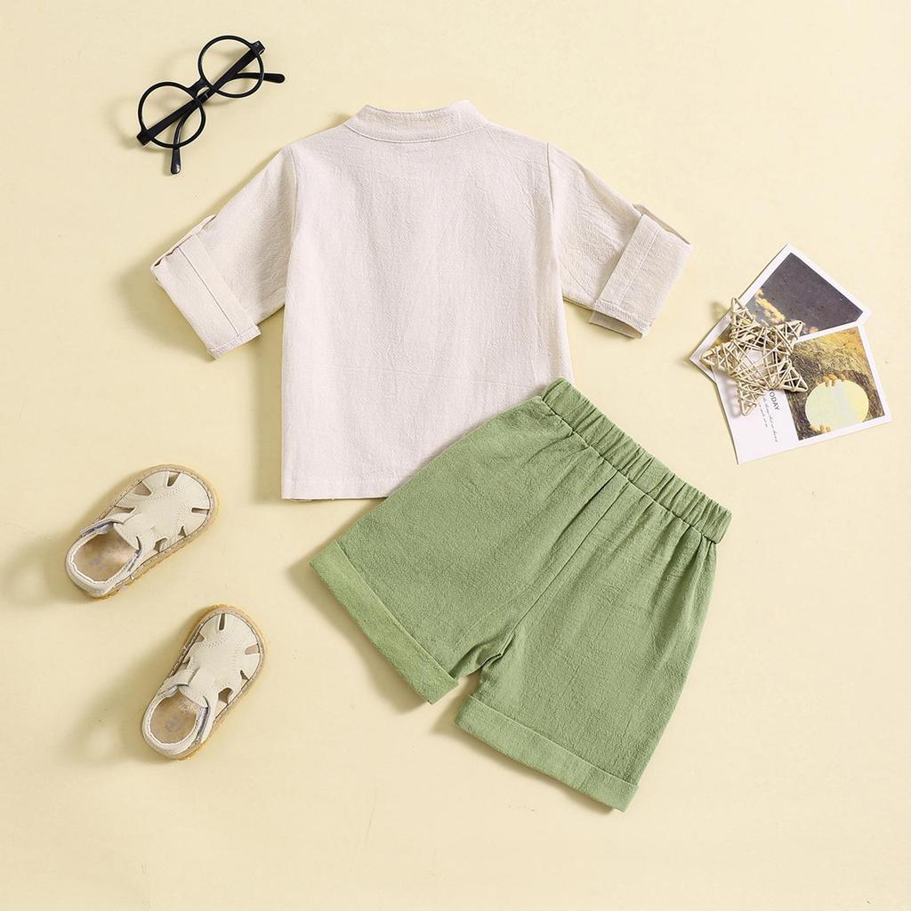 Kinder Y2K Mode Set: Kurzärmeliges Rundhals-Top & Roll-Up-Shorts für Jungen und Mädchen