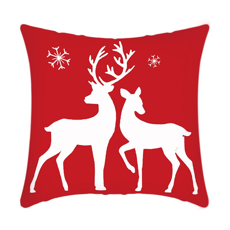 New Christmas Sofa Pillow Cover Home Red Simple Printed Bedside Pillow Cover