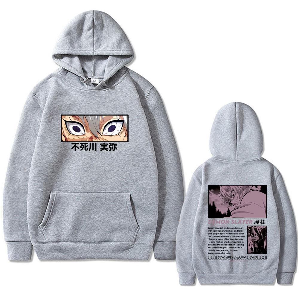Anime Demon Slayer Shinazugawa Sanemi Hoodie Kimetsu No Yaiba Hooded Sweatshirt Men's Women's Fashion Oversized Hoodies
