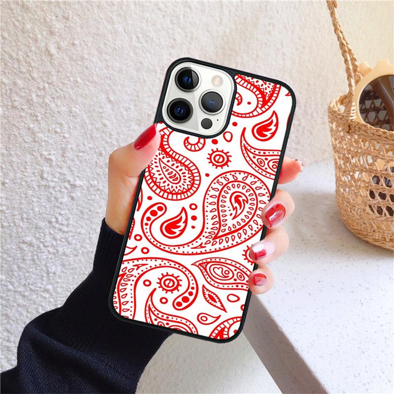 Red Bandana Paisley Phone Case for iPhone 17 Air 16 Coque 15 14 12 13 PLUS 11 PRO MAX Back Cover Fundas Shell