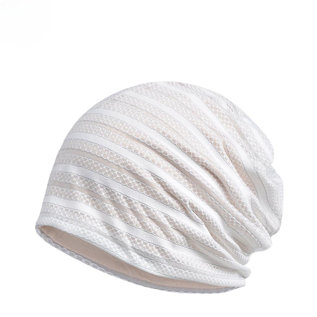 Hat Women'S Capped Striped Hollow Breathable Sunscreen Baotou Hat