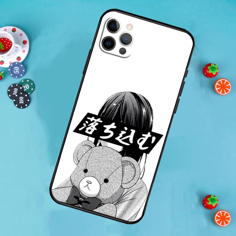 Sad Japanese Anime Aesthetic Phone Case For iPhone 17 Air 13 16 15 11 12 14 Pro Max 13 12 mini 15 16 Plus 16e Cover Funda