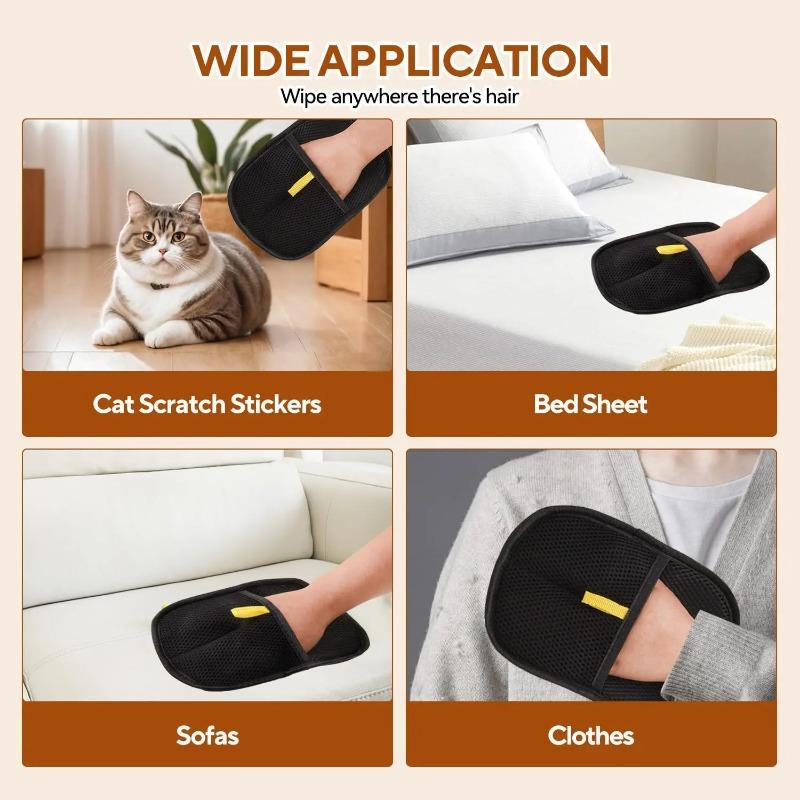 Reusable Static Pet Hair Removal Gloves,Double‑Sided Grooming Tool Clear Pet Fur for Carpets Sofa Furniture Household Pet Daily Cleaning