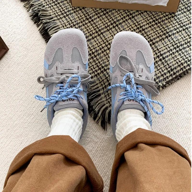 Ladies Shoes 2025 Mesh Women's Vulcanize Shoes Outdoor Casual Women Sneakers Mixed Colors Lace Up Low Heel Sport Shoes Ladies