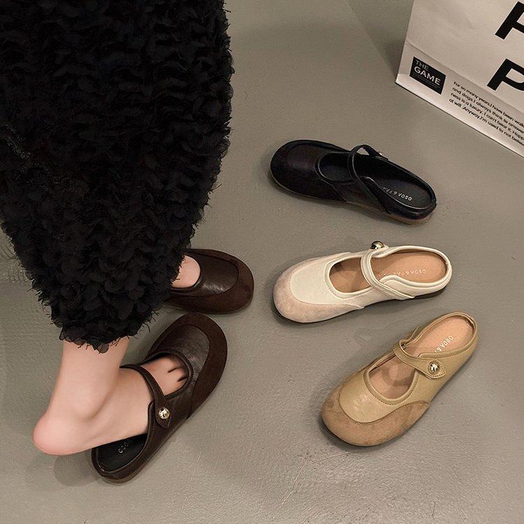 [Youshilai] Korean Version of Comfortable Outer Wear Bag Head Half Slippers Women's 2025 Spring New One-pedal Lazy Muller Shoes