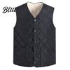 Sleeveless Jacket Men Closure V-Neck Vest with Down Padding Autumn Winter Pocket Button Solid Color
