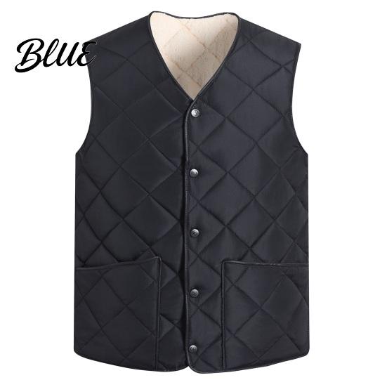 Sleeveless Jacket Men Closure V-Neck Vest with Down Padding Autumn Winter Pocket Button Solid Color