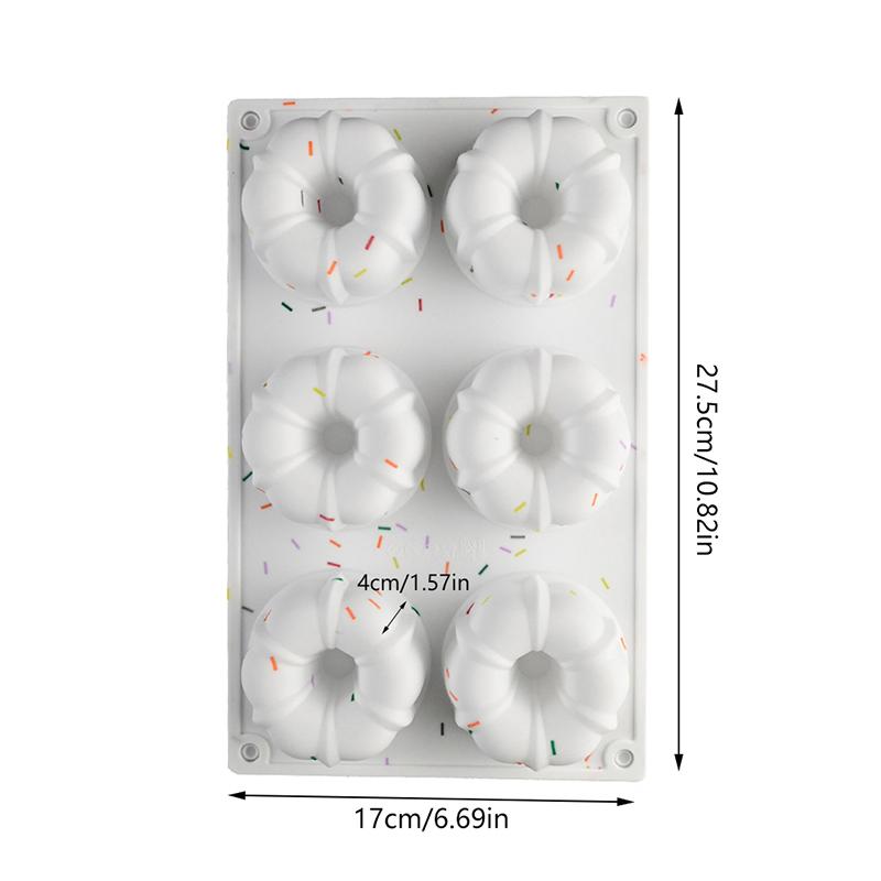 

2Pieces Mini Bundt Cake Pan, 6-Cavity Fluted Tube Cake Pan, Non-stick Silicone Baking Mold Outdoor Tableware білий