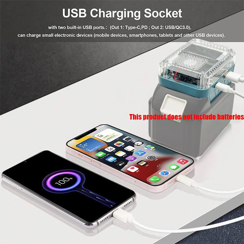 Li-Ion Battery Adapter Converter Digital Display Adapter Usb Type-C Power Supply 140W Pd3.1 For Makita Li-Ion Battery Charger