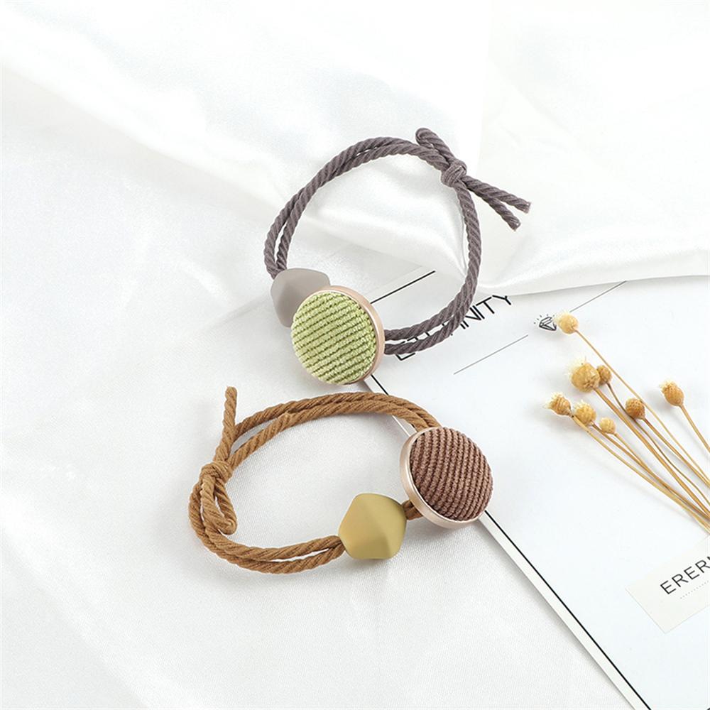 2pcs/set Fashion Elastic Hair Bands Pink Buttons Decoration Hair Ties Headband Women Girls Hair Accessories Ponytail Holder Gift