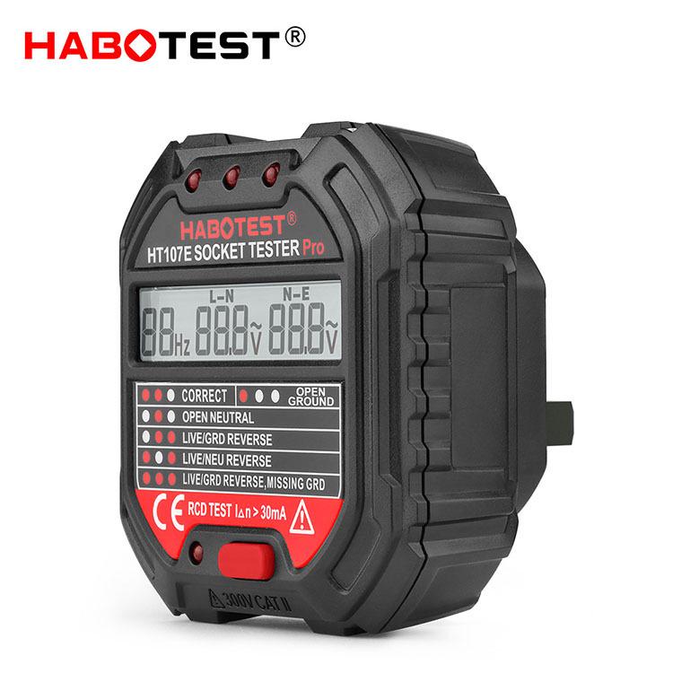 HABOTEST HT107 Series Pro RCD Socket Tester (Models: HT107E, HT107D, HT107B) - EU, UK, US Versions