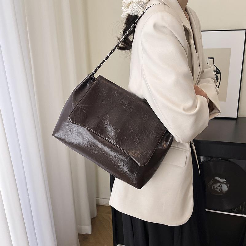 Simple casual retro tote bag large capacity chain shoulder bag personalized versatile women's messenger bag women's bag