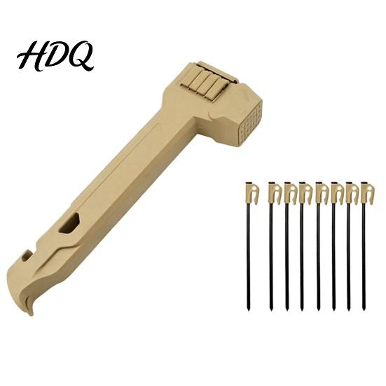 Camping Mallet Hammer with 8 Tent Stakes Heavy Duty Pegs Nail Accessory Puller & Bottle Opener for Outdoor Hiking Backpacking Heavy-duty
