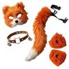 Womens Cosplay Set Animal Ears Mask Plush Gloves Tail Bell Collar Halloween Party