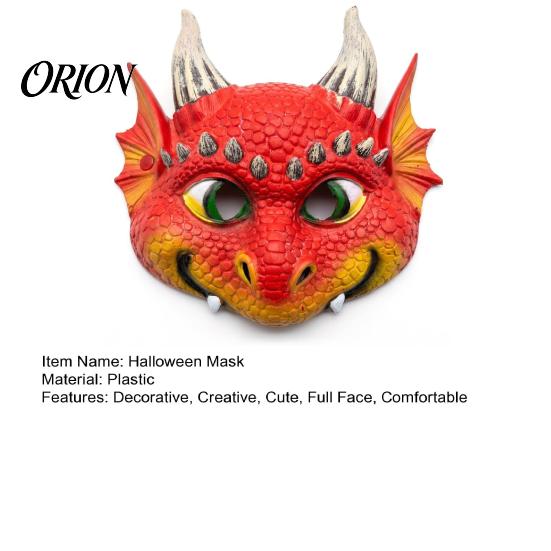 Breathable Eyelet Dragon Mask 3D Cute Full Face Mask, Halloween Party Baby Lightweight Costume Accessory Role Play with Realistic Scales And Horns for