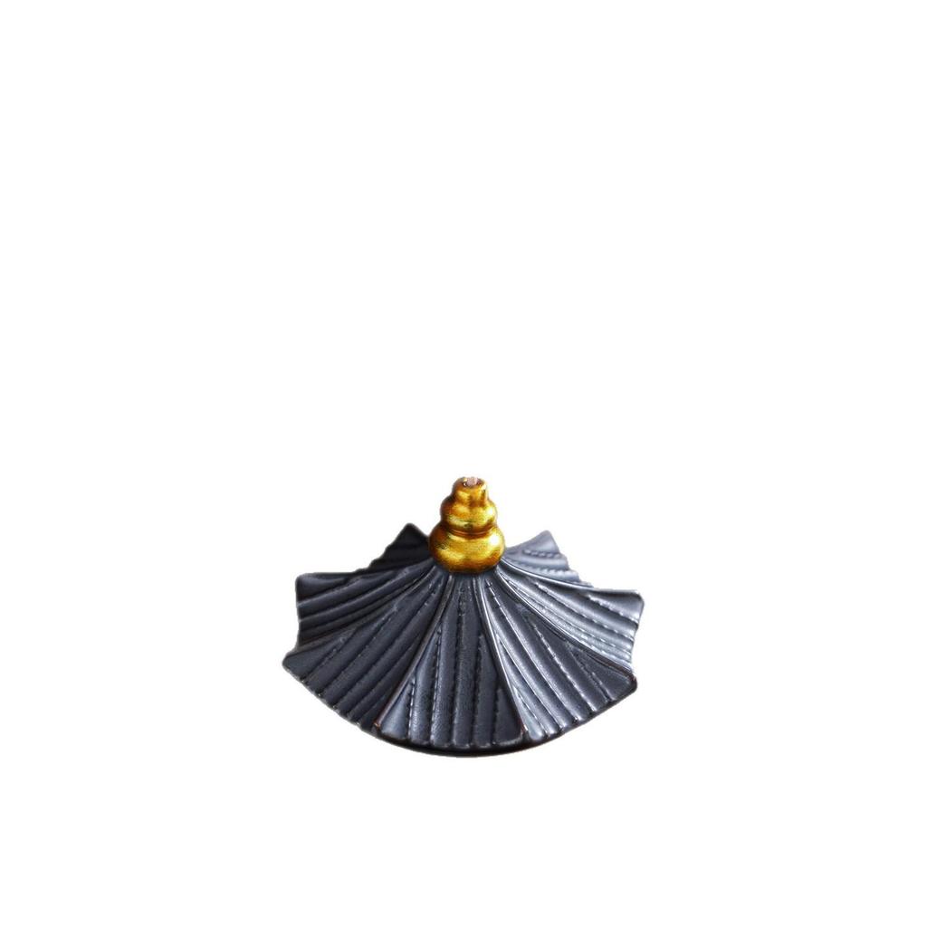Gilded Ceramic Pavilion Eaves Incense Holder for Tea and Incense Ceremonies
