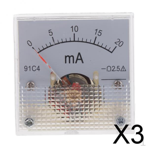 

3xDC Ammeter Analog Panel Meter Amp Current Gauge Pointer Type 020mA
