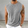 2025 Summer Knitted Sleeveless Round Neck Openwork Top for Men