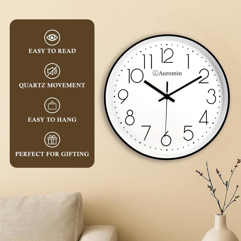 12 Inch Stylish Analog Wall Clock for Home | Wall Watch for Living Room, Bedroom, Office, and Kitchen | Decorative WallClocks Big Size for Hall Large