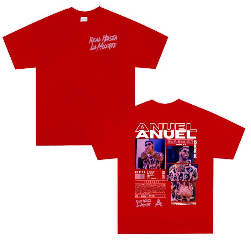 Rapper ANUEL AA Real Hastala Muerte Tour 2025 New Album T Shirt Retro Hip Hop Fashion Cotton Short Sleeve T-shirt Summer Top