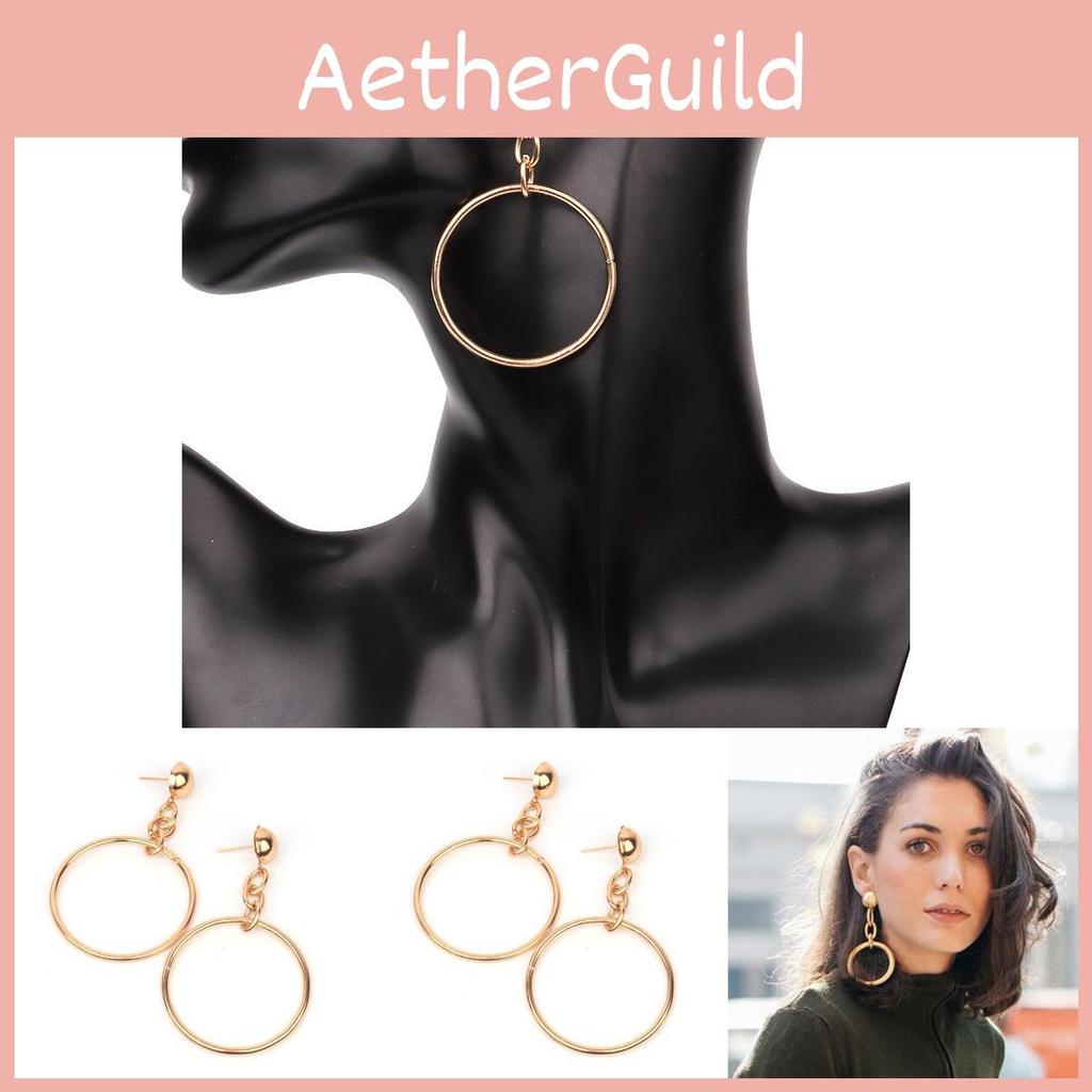Circle Unique Gold Earrings Geometric Shape For Women Fashionable