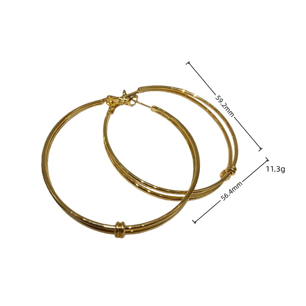 Double-Layer Circle Earrings, Light Luxury High-End Temperament, Large Earrings, Stud Earrings, Plain Ring Earrings, 5-Layer Real Gold Electricity.