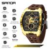 Sanda Dual Display Multifunctional Waterproof Luminous Men's Wristwatch 