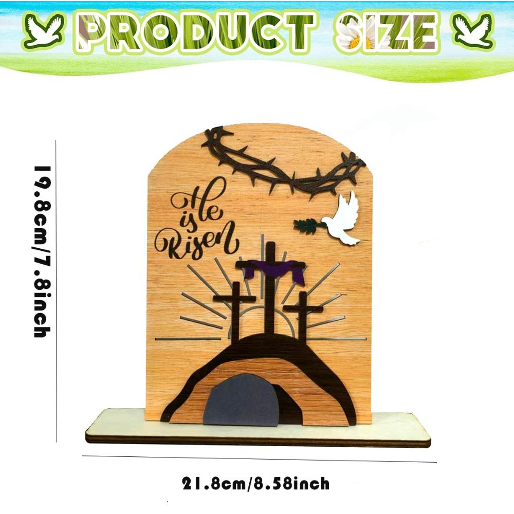 He Is Risen Decor Wooden Easter Resurrection Scene Empty Tomb Table Decorations Indoor Catholic Easter Gifts Decor Wolf Ornament